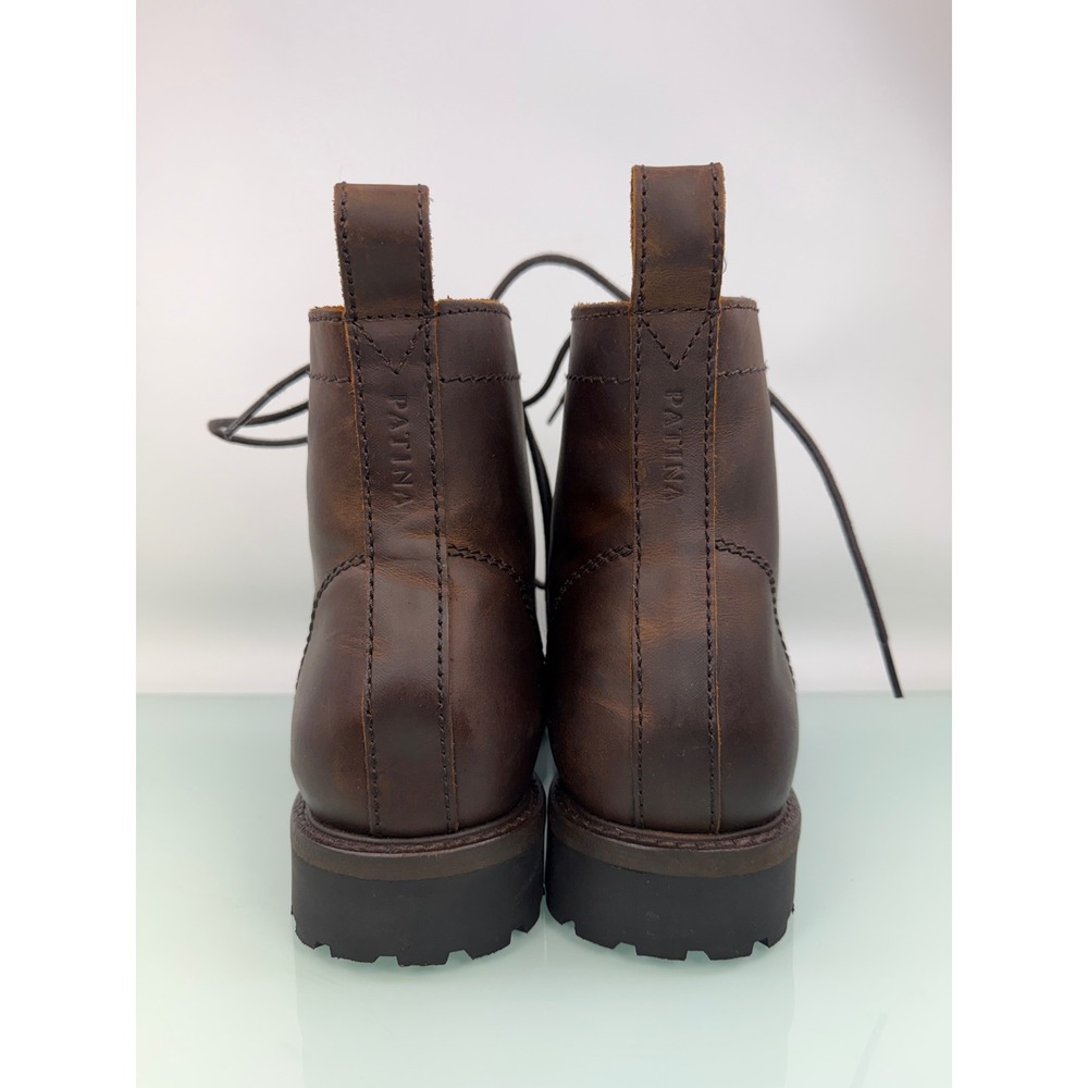 Patina Portland Leather Co. Men Brown Leather Cap Toe Lace Up Lug Sole Boots 9.5 - Picture 7 of 9
